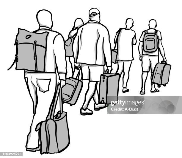 airport foot traffic - tsa stock illustrations