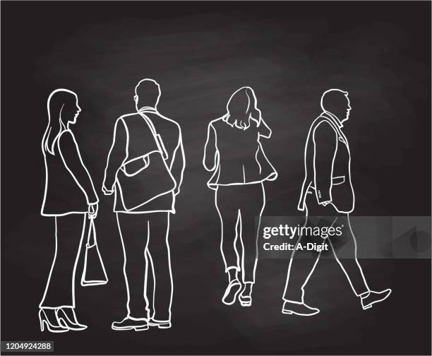 going about your business chalkboard - hands in pockets vector stock illustrations