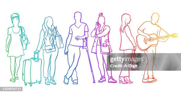 young and vibrant crowd - teenager alter stock illustrations