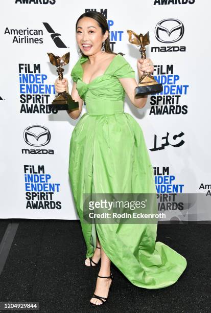 Lulu Wang, winner of Best Feature for "The Farewell," poses in the press room at the 2020 Film Independent Spirit Awards on February 08, 2020 in...