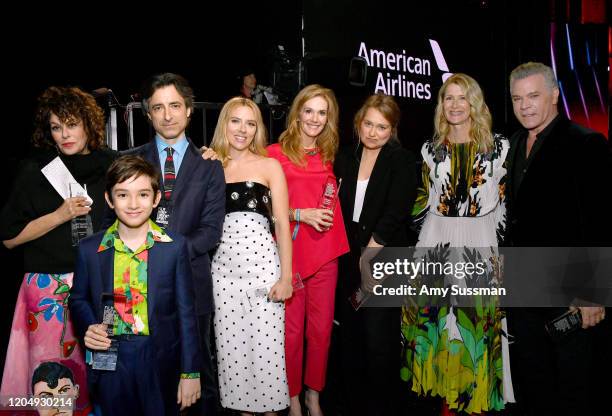 Francine Maisler, Azhy Robertson, Noah Baumbach, Scarlett Johansson, Julie Hagerty, Merritt Wever, Laura Dern and Ray Liotta, winners of the Robert...