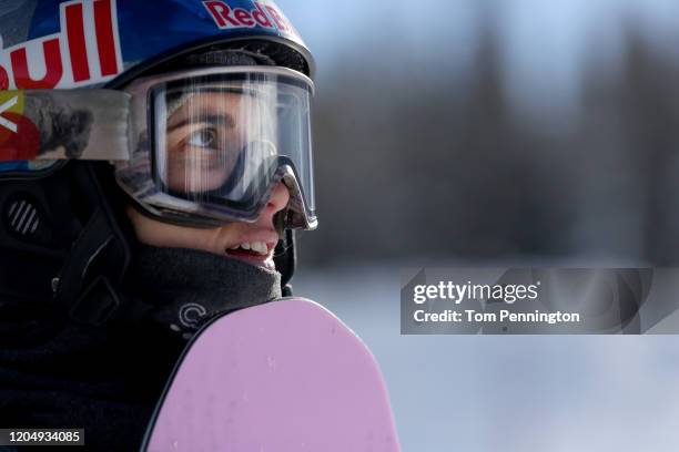 Queralt Castellet of Spain looks on during the Women's Snowboard Modified Superpipe Presented by Toyota during the Dew Tour Copper Mountain 2020 on...