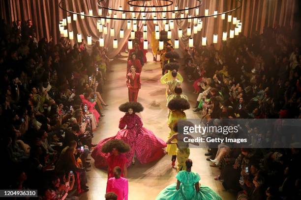 An aerial view of the Christopher John Rogers fashion show during New York Fashion Week February 2020on February 08, 2020 in New York City.
