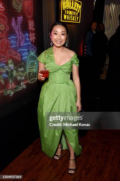 Lulu Wang backstage at the Bulleit 3D Printed Frontier Lounge at the 2020 Film Independent Spirit Awards on February 08, 2020 in Santa Monica,...