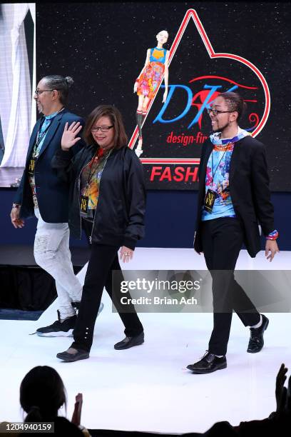 Designers walk the runway for dkDesign Fashion during NYFW Powered By hiTechMODA on February 08, 2020 in New York City.