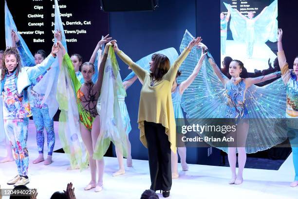 Olga Krespin dance company performs onstage wearing dkDesign Fashion during NYFW Powered By hiTechMODA on February 08, 2020 in New York City.