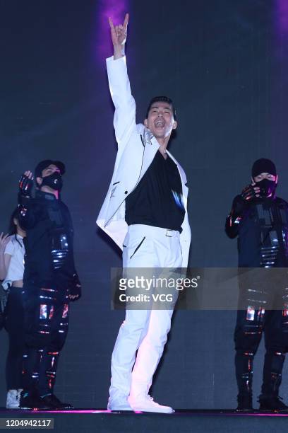 Japanese singer Akira of boy band EXILE attends the opening ceremony of 2020 Taipei Lantern Festival on February 8, 2020 in Taipei, Taiwan of China.