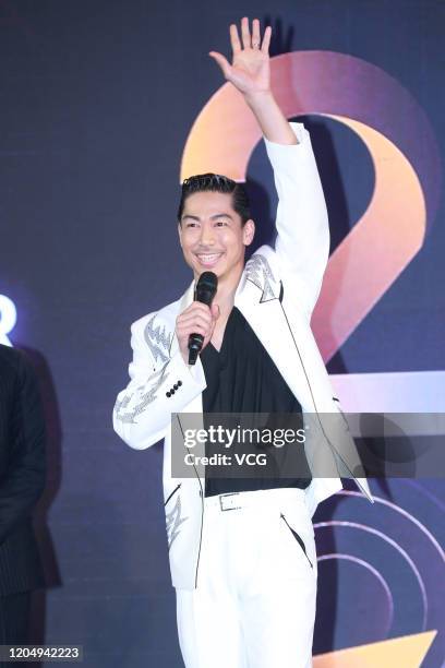 Japanese singer Akira of boy band EXILE attends the opening ceremony of 2020 Taipei Lantern Festival on February 8, 2020 in Taipei, Taiwan of China.