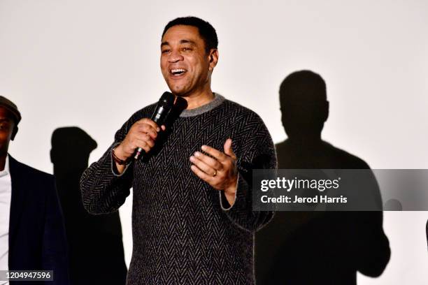 Harry Lennix participates in a Q&A session following the Premiere screening of Harry Lennix's H4, a re-imagined telling of Shakespeare's Henry IV...