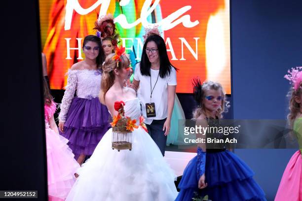 The designer walks the runway for Mila Hoffman Couture during NYFW Powered By hiTechMODA on February 08, 2020 in New York City.