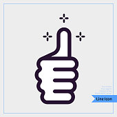Front View Thumb Icon. Professional, Pixel-aligned, Pixel Perfect, Editable Stroke, Easy Scalablility.