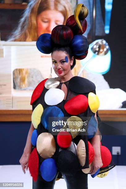 Model walks the runway wearing Gulick & Ybarra Wearable Art during NYFW Powered By hiTechMODA on February 08, 2020 in New York City.