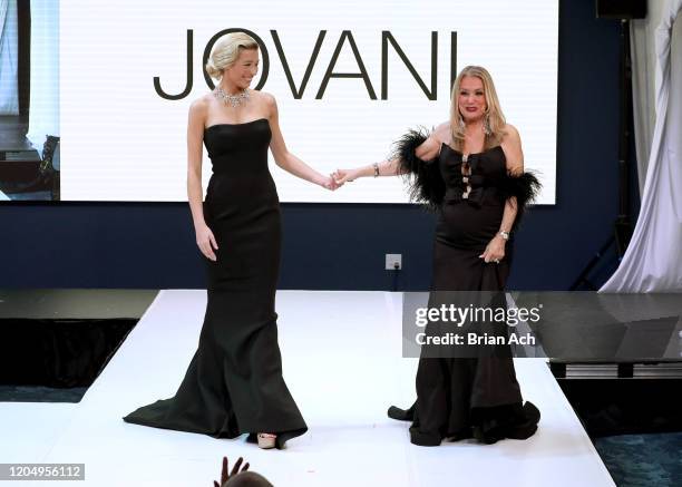 Model Lou Schieffelin walks the runway with Bebe's and Liz's presents JOVANI, Special Showcase by Celebrity Jeweler Mike Nekta New York during NYFW...