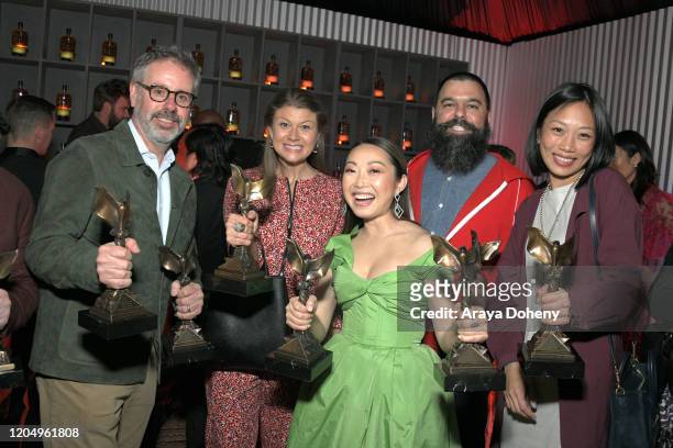 Peter Saraf, Daniele Tate Melia, Lulu Wang, Andrew Miano and Anita Gou attend the 2020 Film Independent Spirit Awards on February 08, 2020 in Santa...