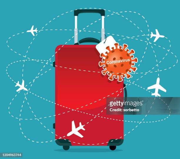 coronavirus - travel suitcase - bacterium stock illustrations