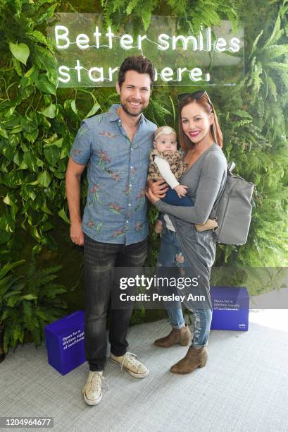 Drew Seeley, Ember Florence Seeley and Amy Paffrath attend SmileDirectClub at TMG's Pre-Oscars lounge party at The Beverly Hilton Hotel on February...