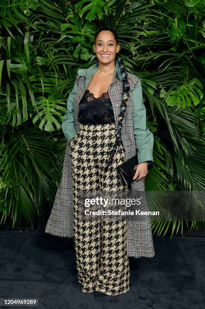 Tracee Ellis Ross, wearing CHANEL, attends CHANEL and Charles Finch Pre-Oscar Awards Dinner at Polo Lounge at The Beverly Hills Hotel on February 08,...