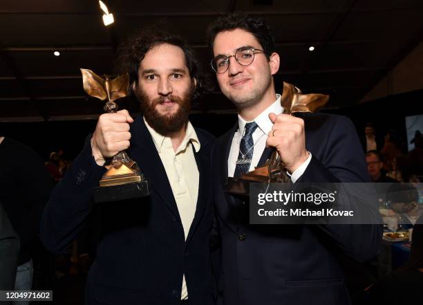 Joshua Safdie and Benjamin Safdie, winners of Best Director for "Uncut Gems," attend the 2020 Film Independent Spirit Awards on February 08, 2020 in...