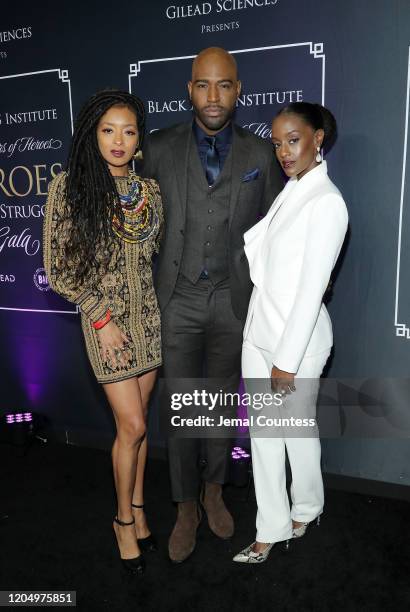 Jennia Fredrique, Karamo and Skye Marshall attend the 2020 Black AIDS Institute's Heroes In The Struggle Gala at California African American Museum...