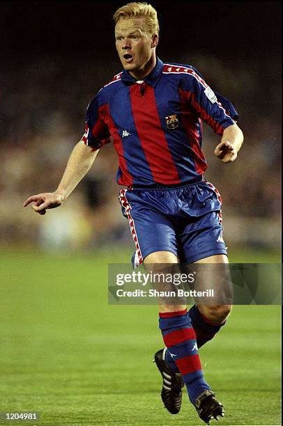 Ronald Koeman of Barcelona in action during the European Cup Semi-Final match against Porto played in the Nou Camp Stadium in Barcelona, Spain. The...