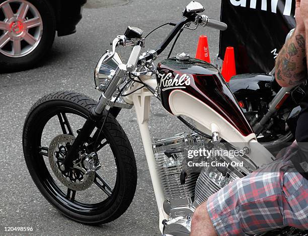 Motorcycle detail at the 2011 Kiehl's LifeRide for amfAR finale at the Kiehl's Since 1851 Flagship Store on August 6, 2011 in New York City.