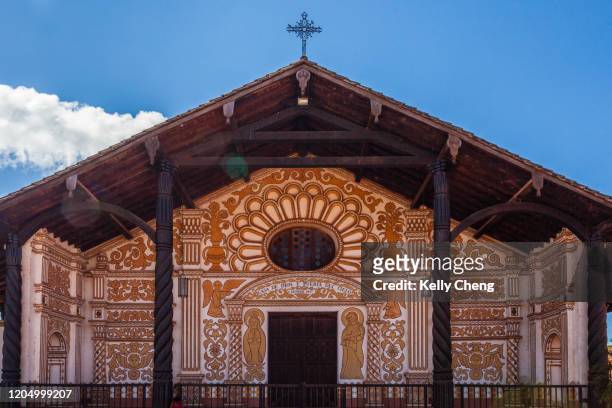 front porch of the jesuit mission of concepción in chiquitania - jesuit stock-fotos und bilder