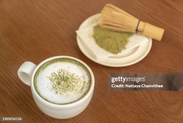 matcha green tea latte - stock photo - matcha chocolate stock pictures, royalty-free photos & images