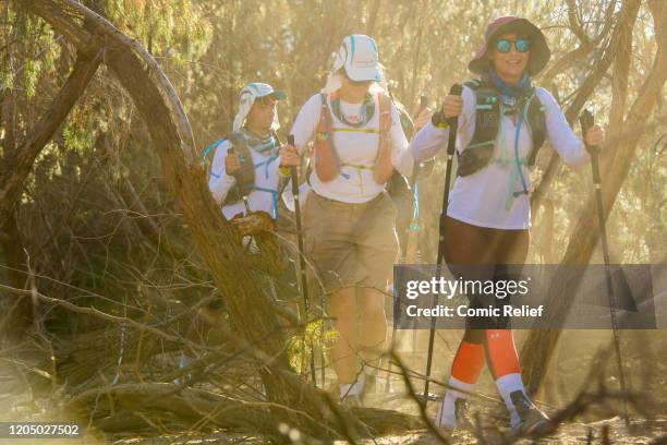 Karim Zeroual, Louise Minchin and Frankie Bridge continue the journey with the other celebrities during day 2 of the 'Sport Relief Challenge: The...