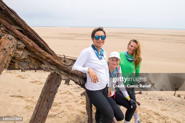 Frankie Bridge, Louise Minchin and Samantha Womack pose for a picture during day 4 of the Sport Relief challenge: The Heat is On' on February 27,...