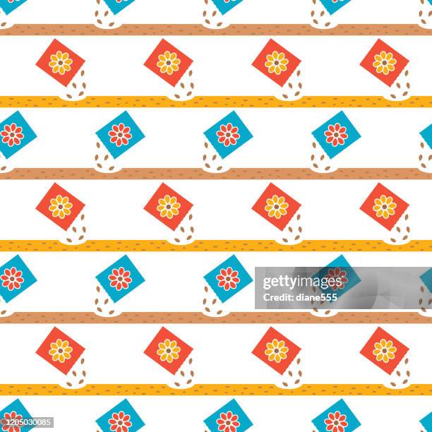 gardening icon seamless patterns, seed packets - casting icon stock illustrations