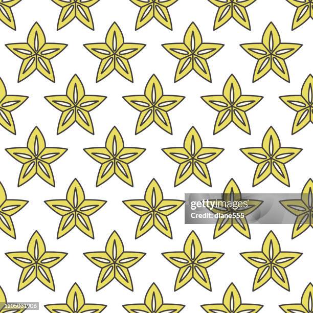 fruit icon seamless pattern, starfruit - star fruit stock illustrations