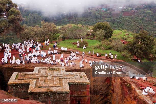 rock hewn church of st. george - lalibela stock pictures, royalty-free photos & images