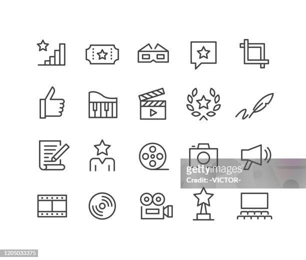 film-icons - classic line serie - berühmtheit stock-grafiken, -clipart, -cartoons und -symbole