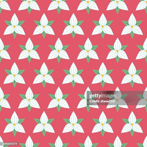 trillium flower icon seamless pattern - trillium stock illustrations