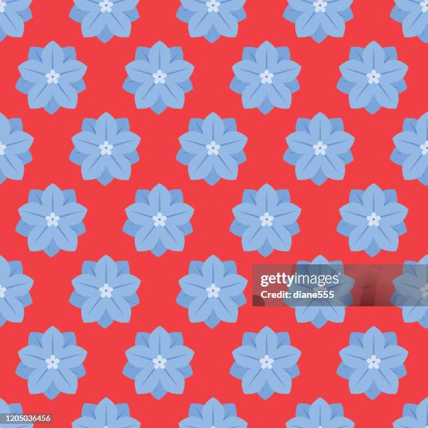 blue flower icon seamless pattern - blue flower stock illustrations