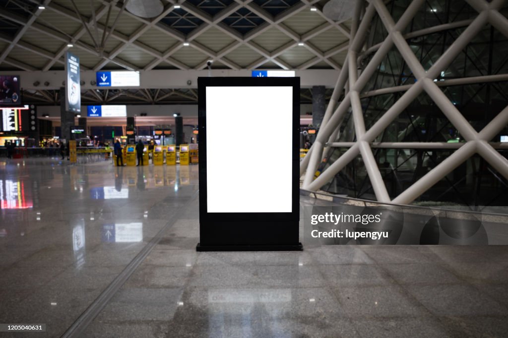 Blank billboard at airport