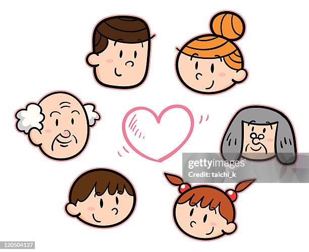 ilustraciones, imágenes clip art, dibujos animados e iconos de stock de familia amor - gray hair