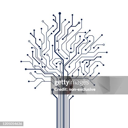 Circuit Tree On White Background Technology Design Element Computer ...