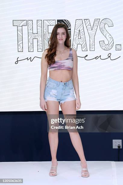 Model walks the runway wearing The Days Swimwear during NYFW Powered By hiTechMODA on February 08, 2020 in New York City.