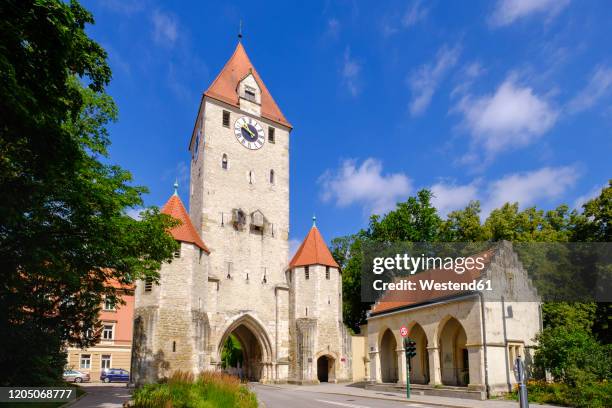 germany, bavaria, regensburg, medieval city gate ostentor - regensburg stock pictures, royalty-free photos & images