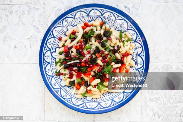 oriental bean salad on plate - fennel seeds stock pictures, royalty-free photos & images