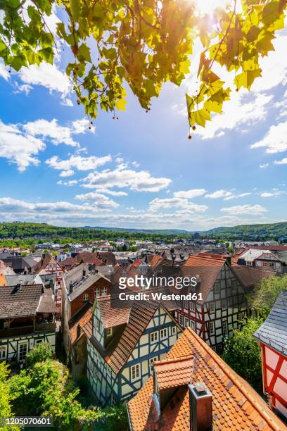 germany, hesse, marburg an der lahn, hogh angle view of half-timbered buildings - marburg germany stock pictures, royalty-free photos & images