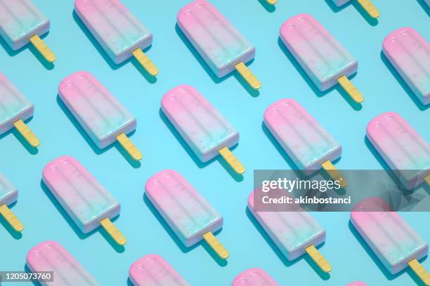 ice cream stick, popsicle, minimal summer concept, isometric view. - cute background stock pictures, royalty-free photos & images