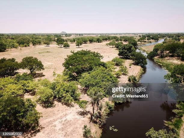 burkina faso, aerial view of landscape with komoe river - burkina faso stock pictures, royalty-free photos & images