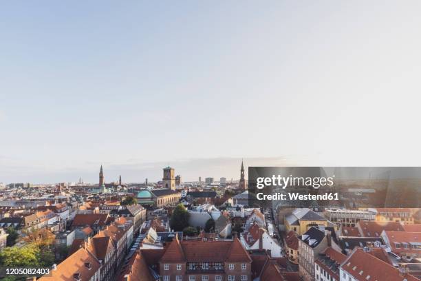 denmark, copenhagen, clear sky over old town skyline at dusk - copenhagen bildbanksfoton och bilder