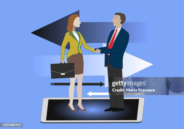 global cooperation on the internet.business concepts. - remote collaboration stock illustrations