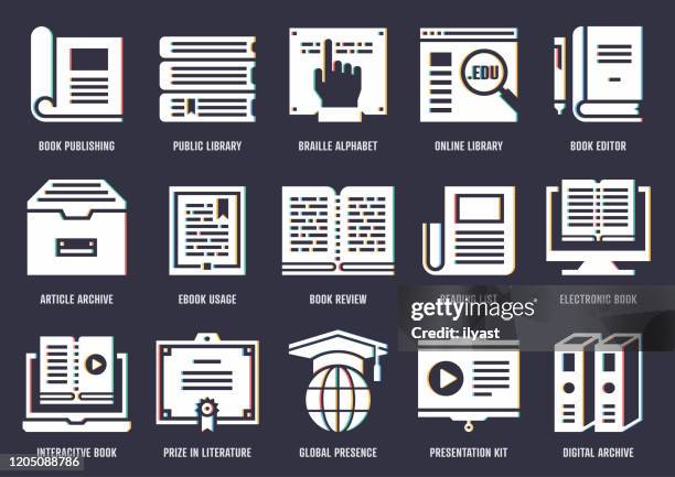 best seller list vector icon pack with rgb split effect - consumer reading label stock illustrations