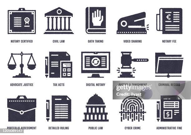 law & ethics vector icon pack with stipple texture effect - legal icons vector stock illustrations