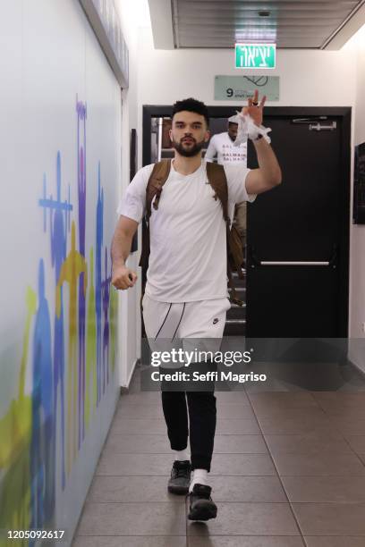 Bryant Elijah, #0 of Maccabi Fox Tel Aviv arriving to the arena prior the 2019/2020 Turkish Airlines EuroLeague Regular Season Round 27 match between...