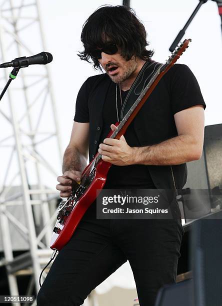 Singer/musician Scott Tournet of Grace Potter and the Nocturnals performs during the 2011 Kanrocksas Music Festival at Kansas Speedway on August 6,...